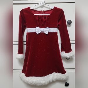 Red Glittery Velour Holiday Dress